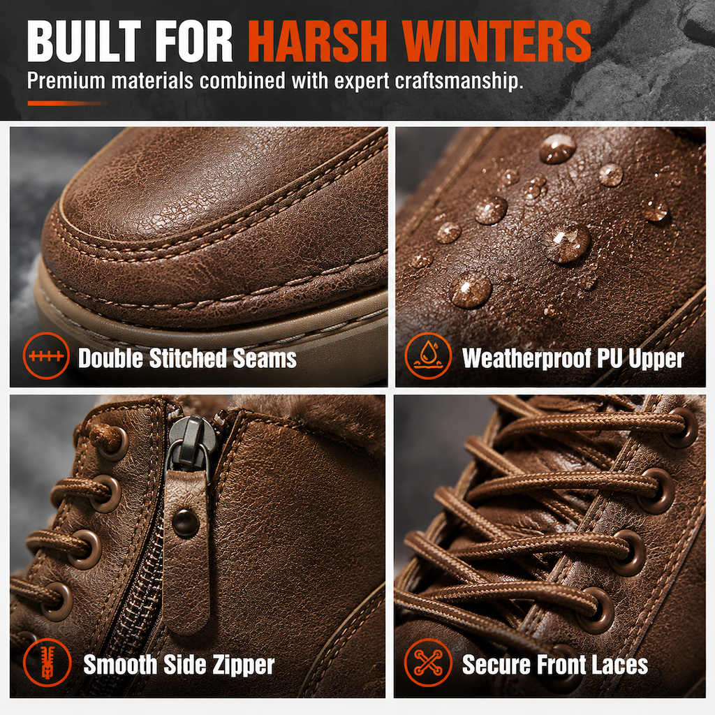 🥾 Toasty Coziness, Sturdy Grounded Comfort | Men's Winter High Top Snow Boots Thickened Thick Sole Warm Shoes