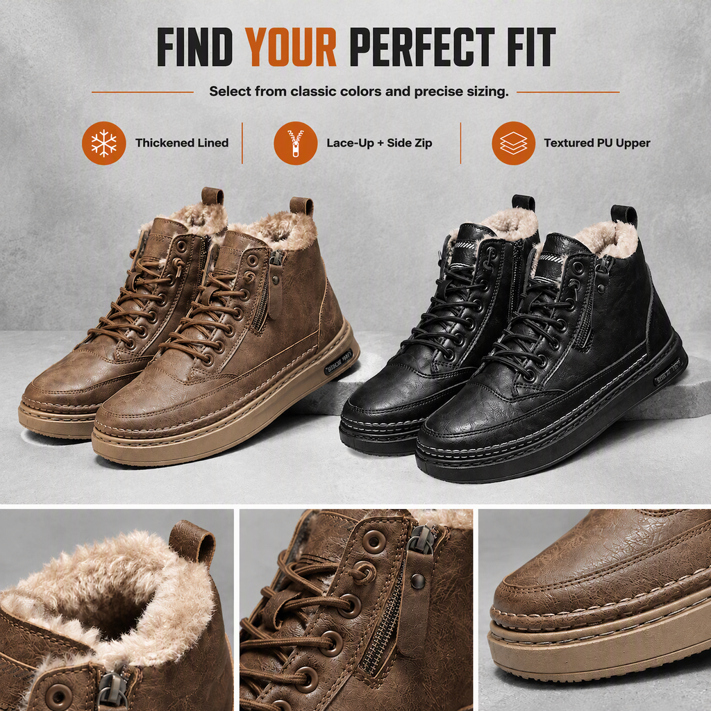 🥾 Toasty Coziness, Sturdy Grounded Comfort | Men's Winter High Top Snow Boots Thickened Thick Sole Warm Shoes