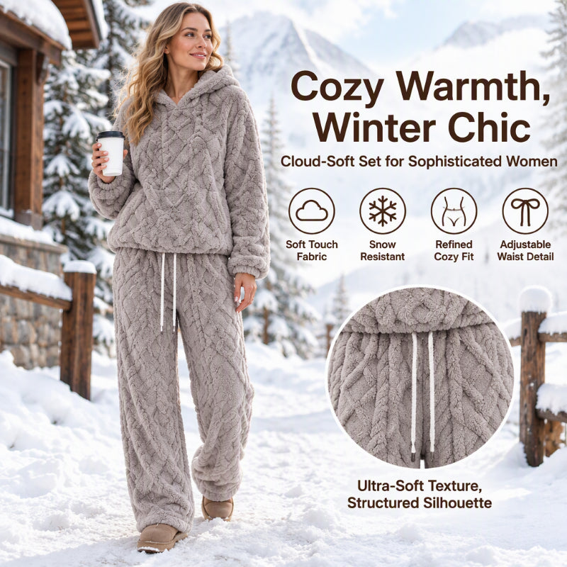 Women's Warm Plush Loose-Fit Hoodie & Pants Set