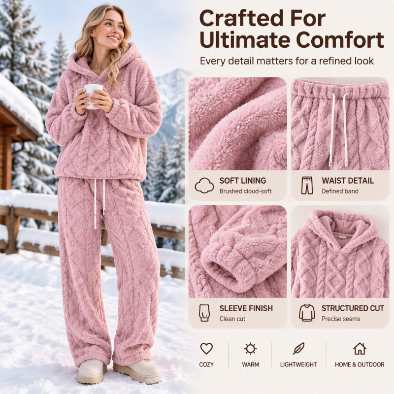 Women's Warm Plush Loose-Fit Hoodie & Pants Set