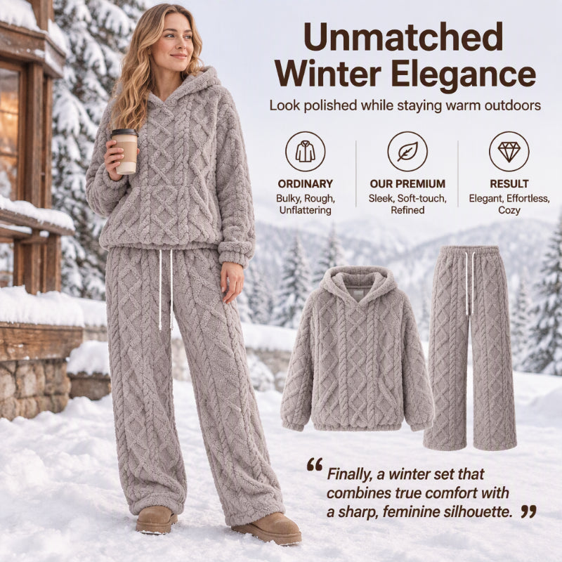 Women's Warm Plush Loose-Fit Hoodie & Pants Set