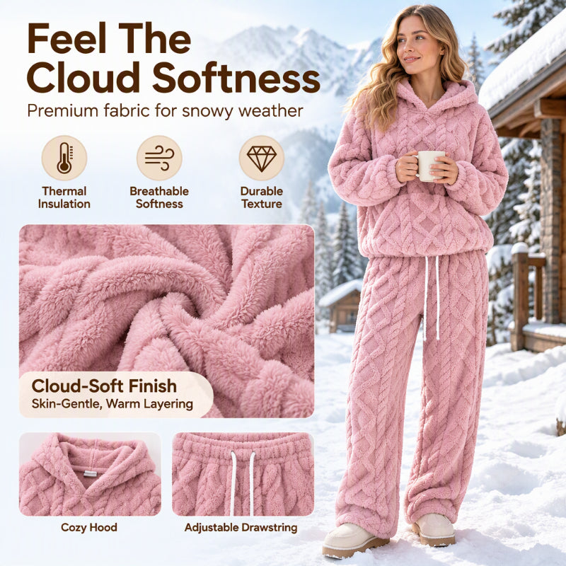 Women's Warm Plush Loose-Fit Hoodie & Pants Set