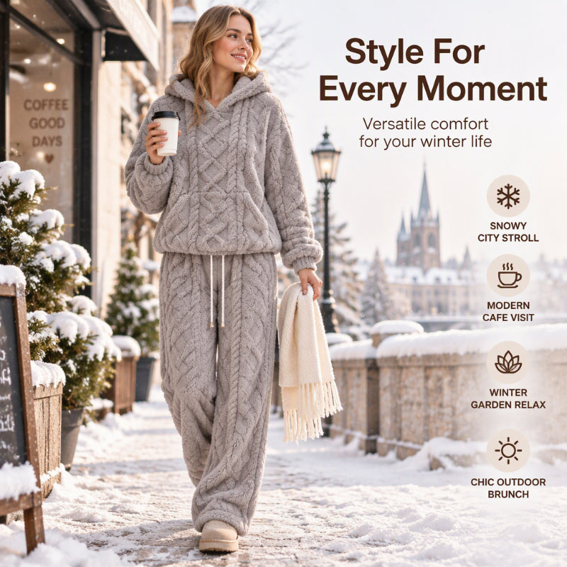 Women's Warm Plush Loose-Fit Hoodie & Pants Set