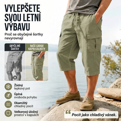 🔥Novinky nyní za akční cenu – Pánské cargo capri kalhoty z lněné směsi